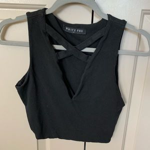 Sexy WhiteFox Black Cropped Top Deep V